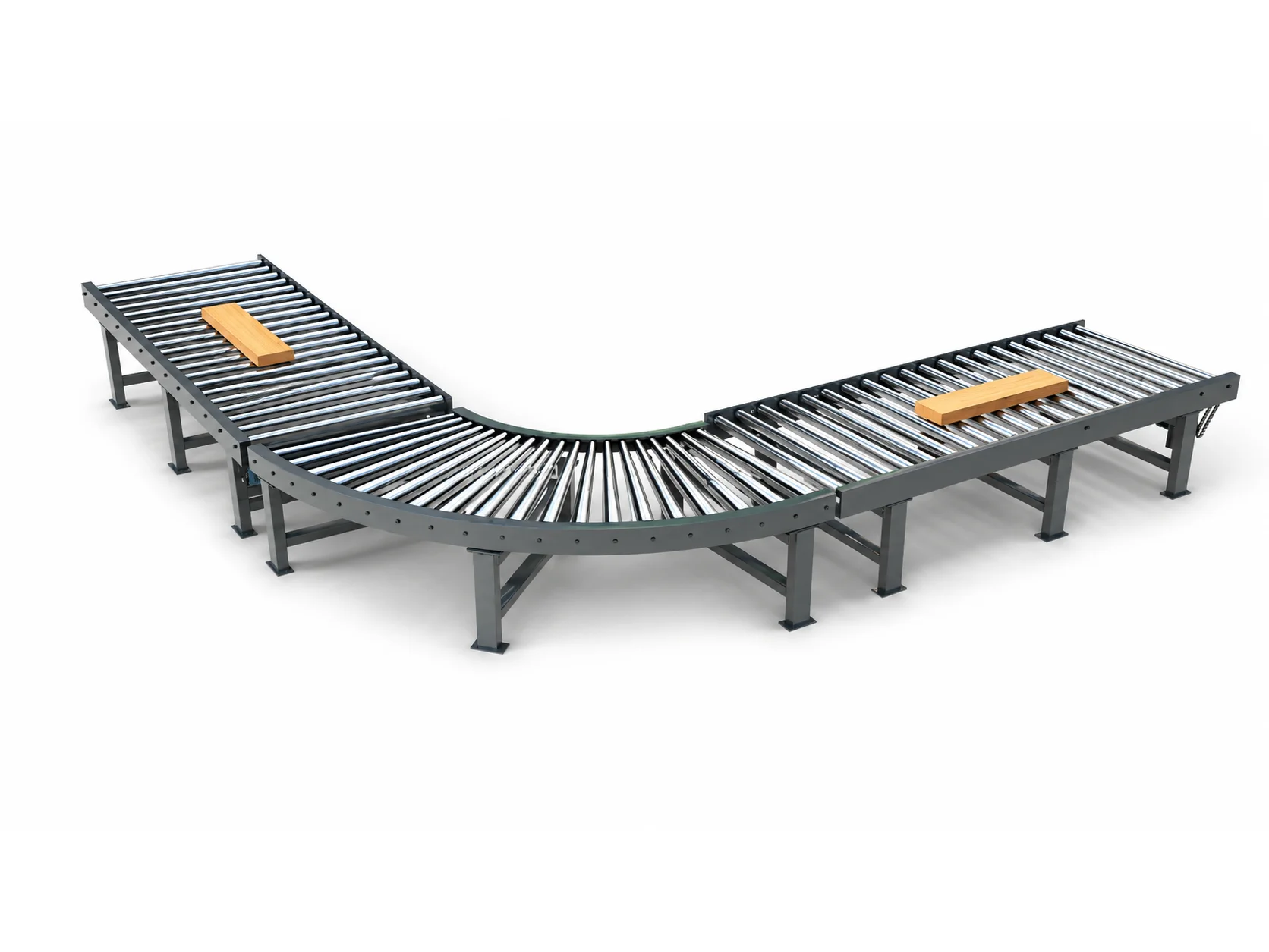 90-Degree Curved Industrial Roller Conveyor Turning Line Section